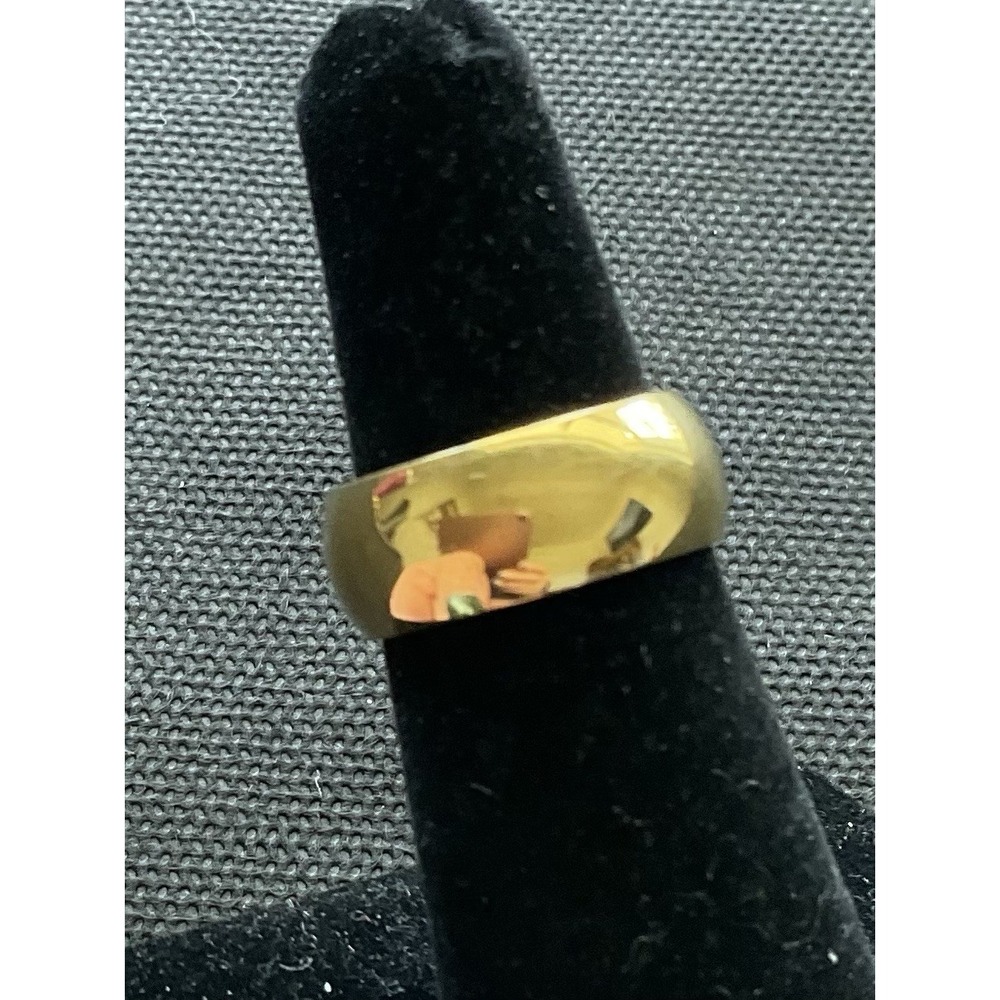 Estate Gold-tone stainless steel Dome Band Ring. Will not tarnish, waterproof!